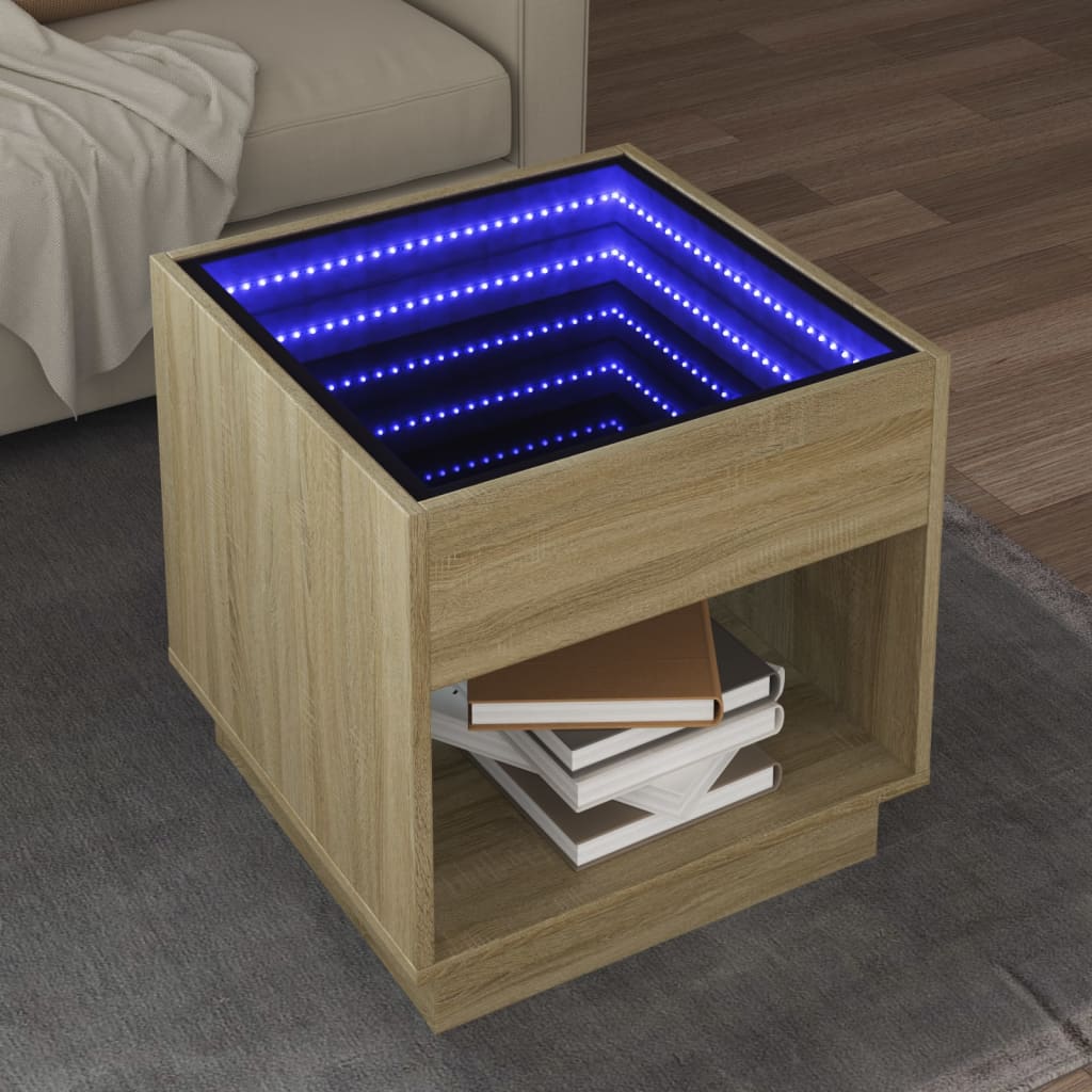 Table basse avec LED infini chêne sonoma 50x50x50 cm - XIOS