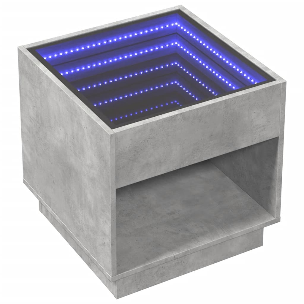 Table basse avec LED infini gris béton 50x50x50 cm - XIOS