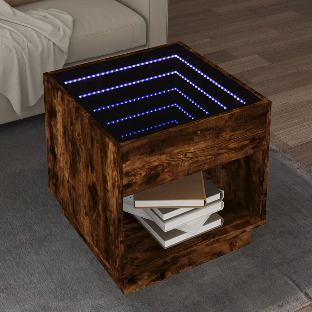 Table basse avec LED Infinity chêne fumé 50x50x50 cm - XIOS