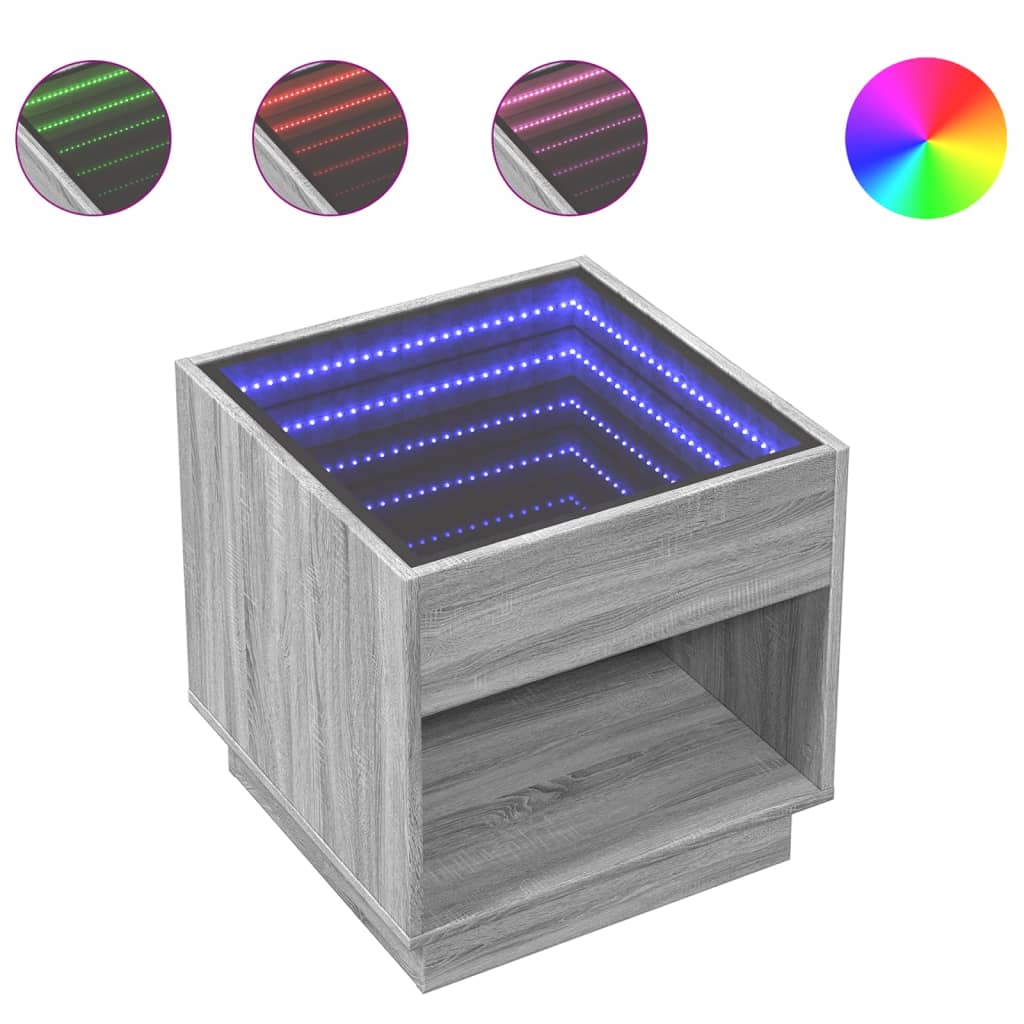 Table basse avec LED infini sonoma gris 50x50x50 cm - XIOS