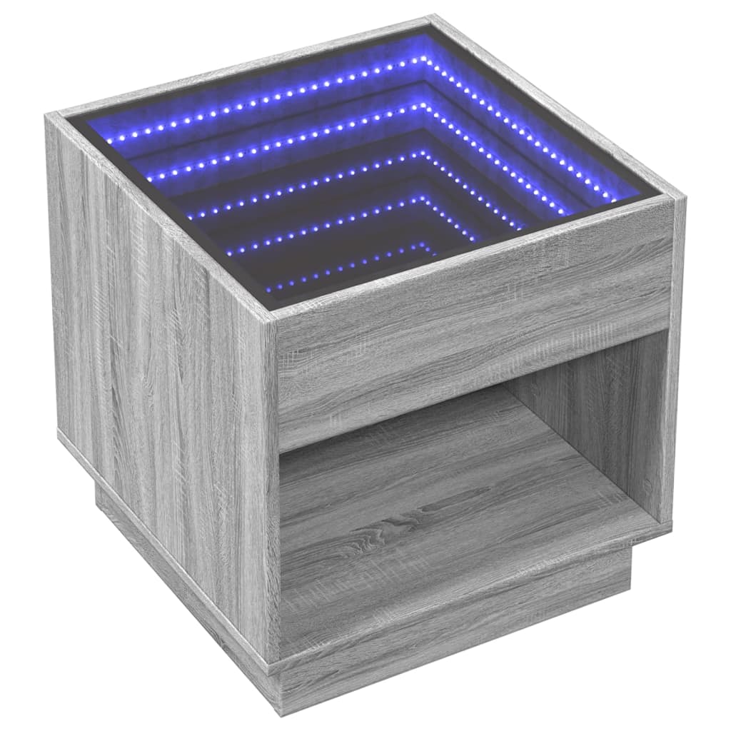 Table basse avec LED infini sonoma gris 50x50x50 cm - XIOS