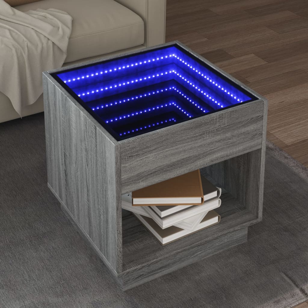 Table basse avec LED infini sonoma gris 50x50x50 cm - XIOS