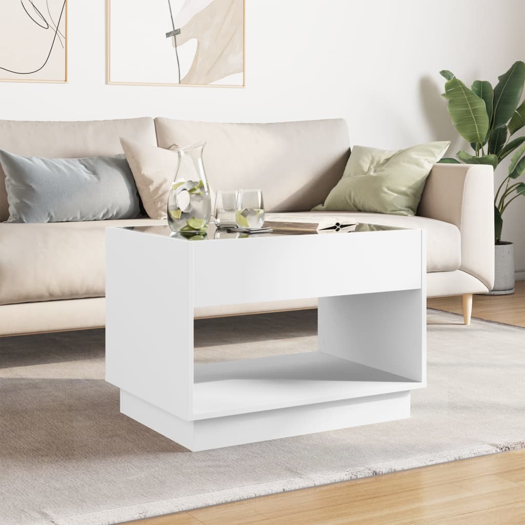 Table basse avec LED infini blanc 70x50x50 cm - XIOS