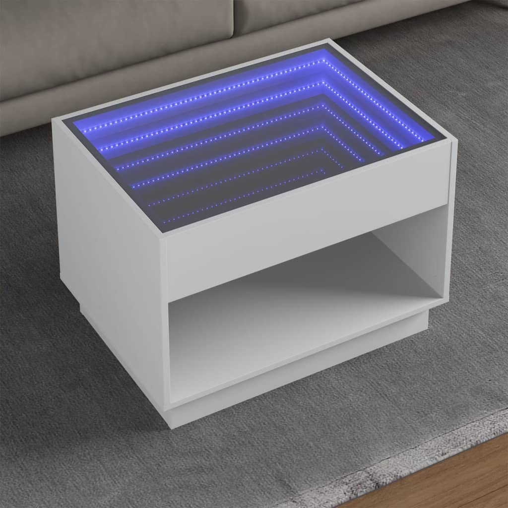 Table basse avec LED infini blanc 70x50x50 cm - XIOS