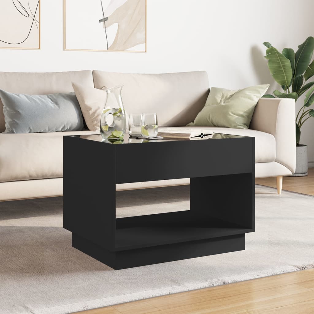 Table basse avec LED infini noir 70x50x50 cm - XIOS