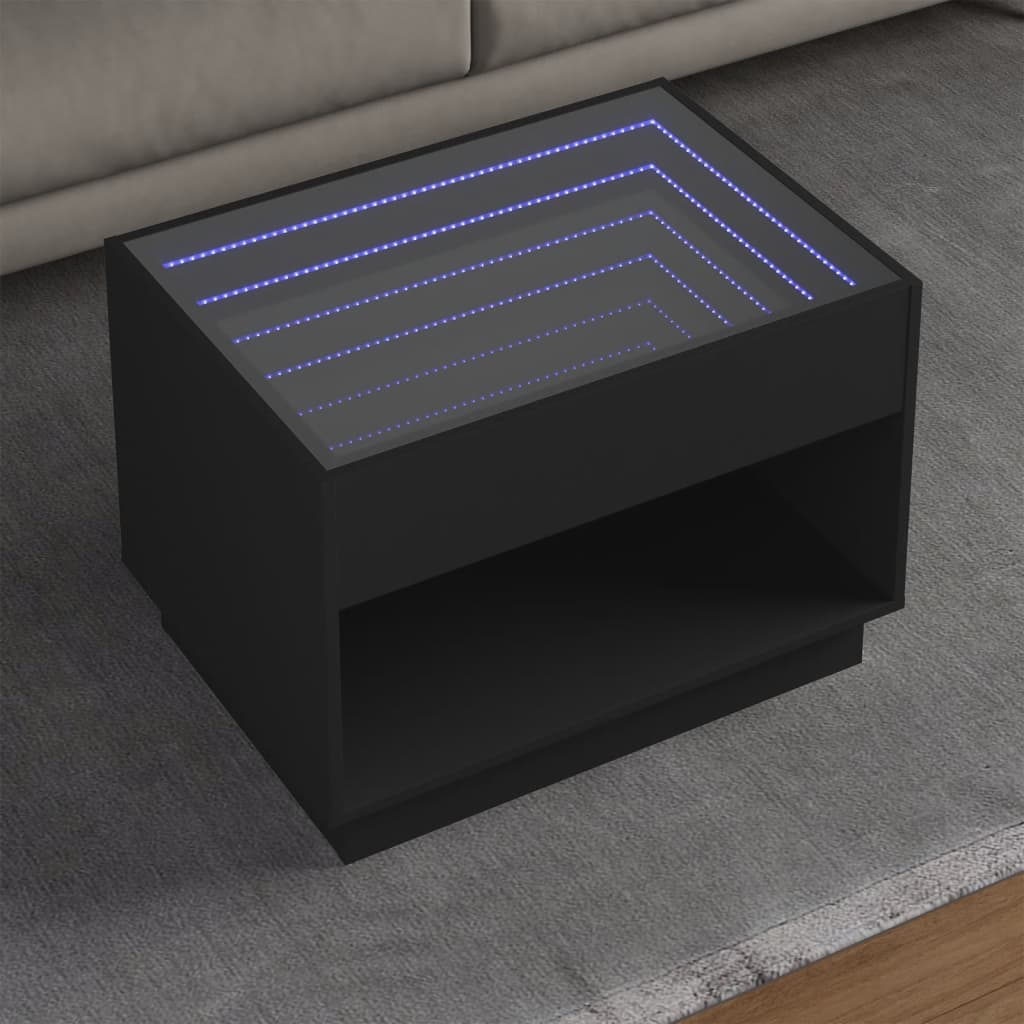 Table basse avec LED infini noir 70x50x50 cm - XIOS