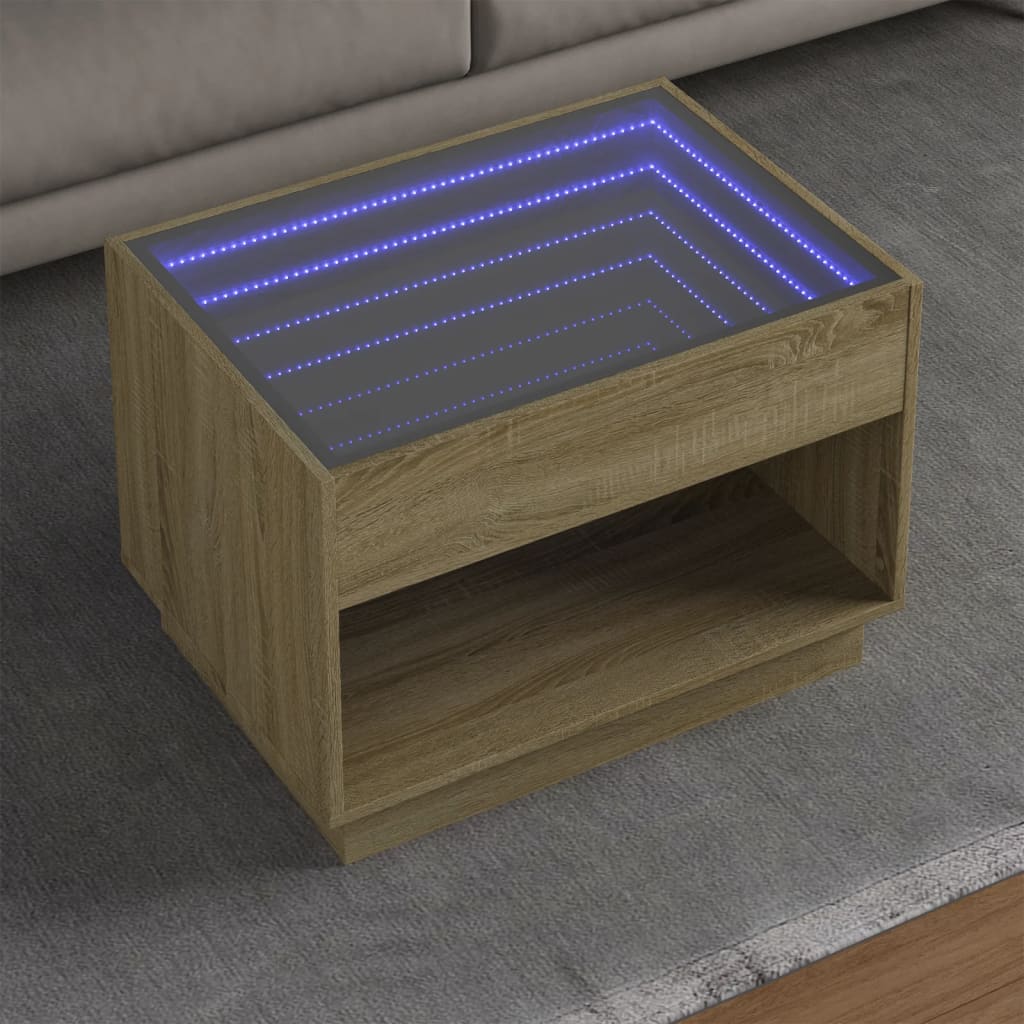 Table basse avec LED infini chêne sonoma 70x50x50 cm - XIOS
