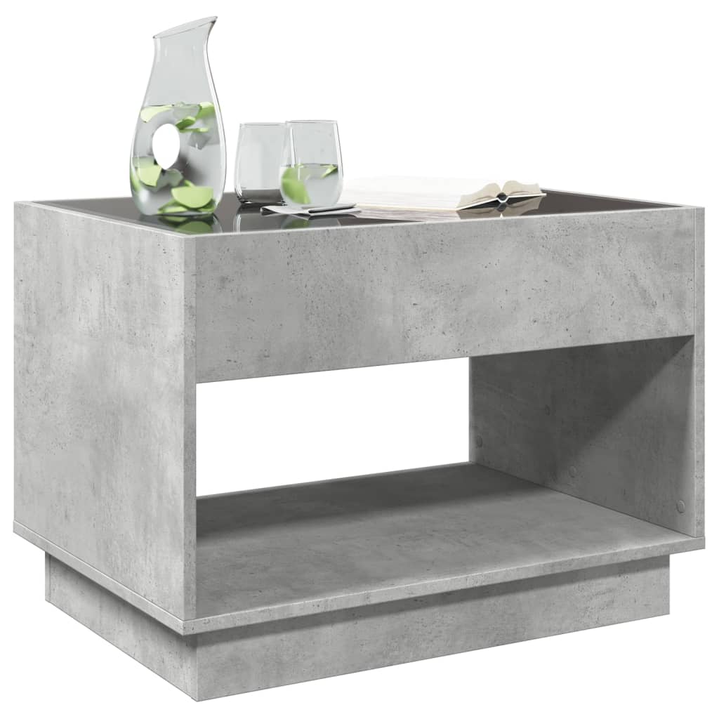 Table basse avec LED infini gris béton 70x50x50 cm - XIOS