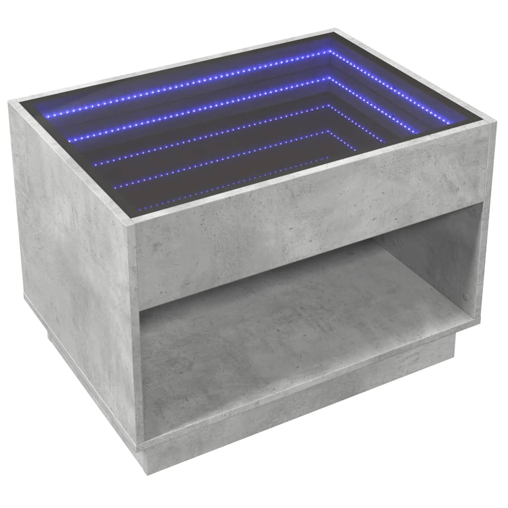 Table basse avec LED infini gris béton 70x50x50 cm - XIOS