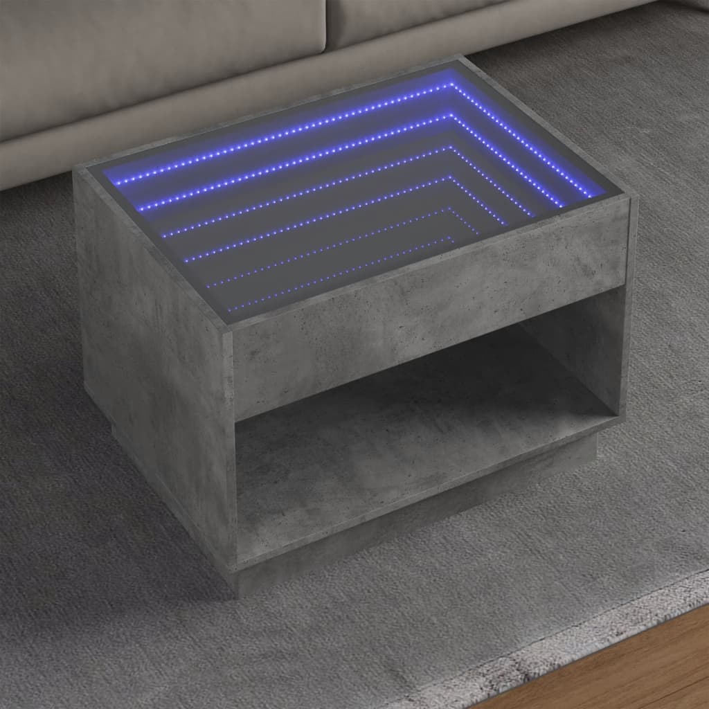 Table basse avec LED infini gris béton 70x50x50 cm - XIOS