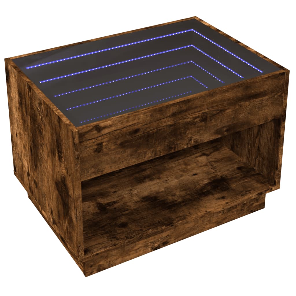 Table basse avec LED infini chêne fumé 70x50x50 cm - XIOS