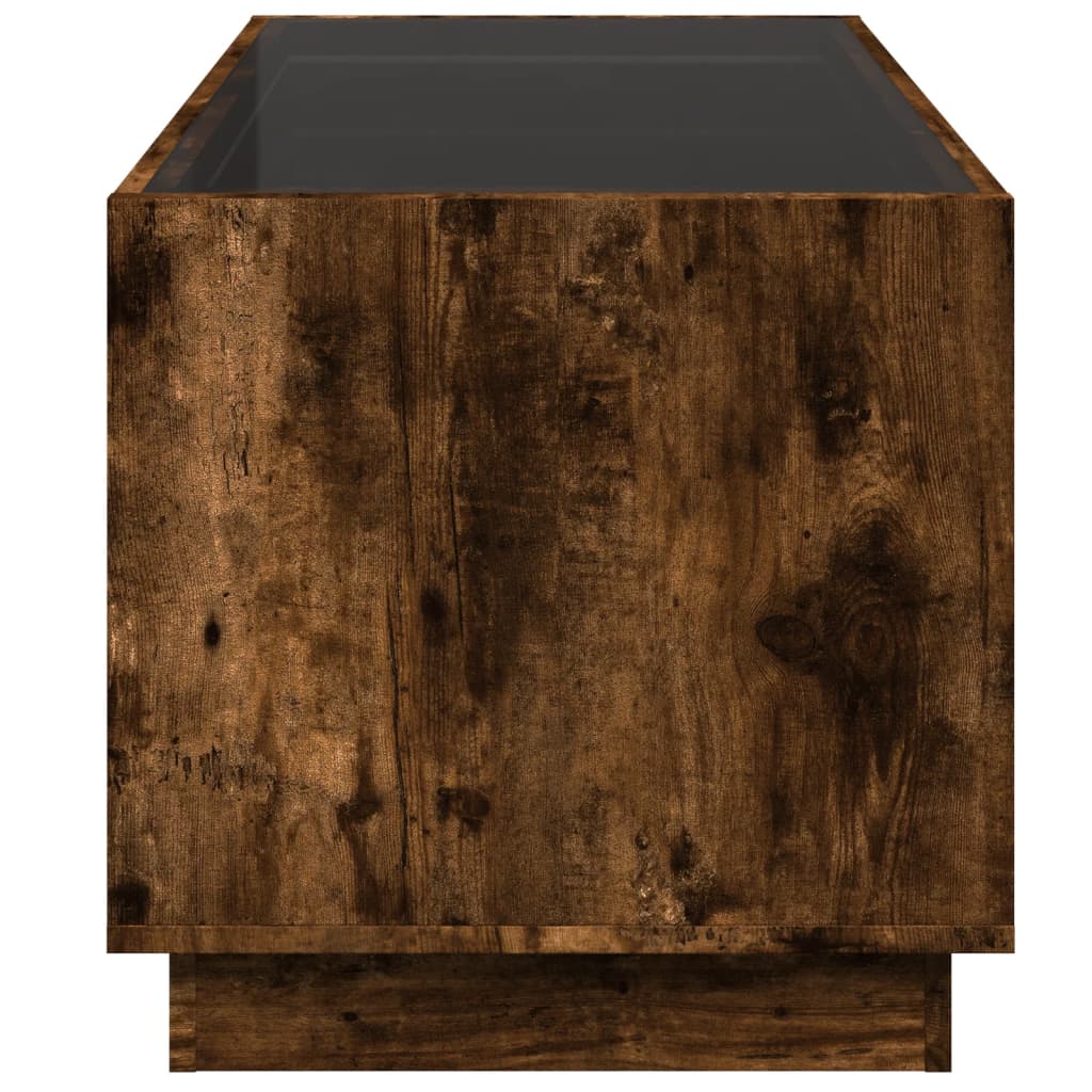 Table basse avec LED infini chêne fumé 70x50x50 cm - XIOS