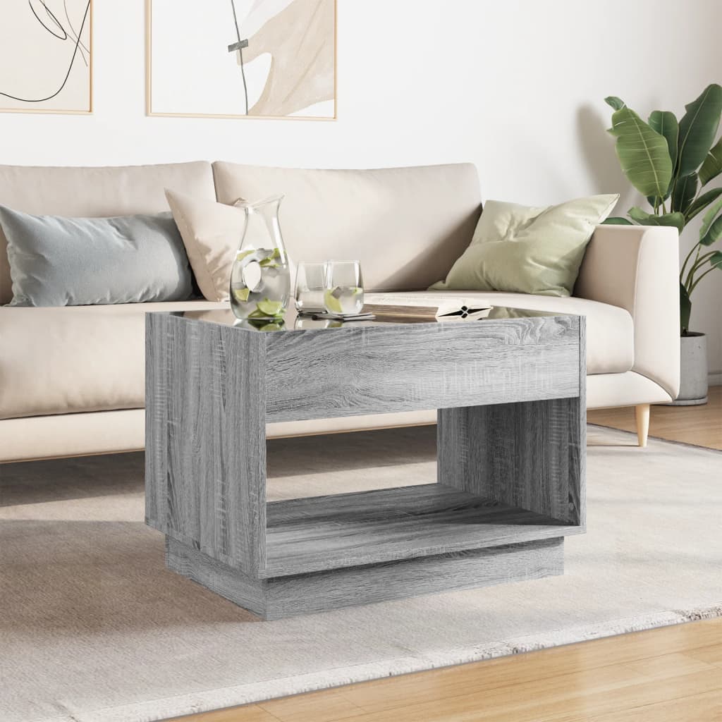Table basse avec LED infini sonoma gris 70x50x50 cm - XIOS