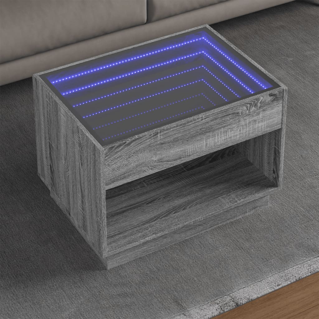 Table basse avec LED infini sonoma gris 70x50x50 cm - XIOS