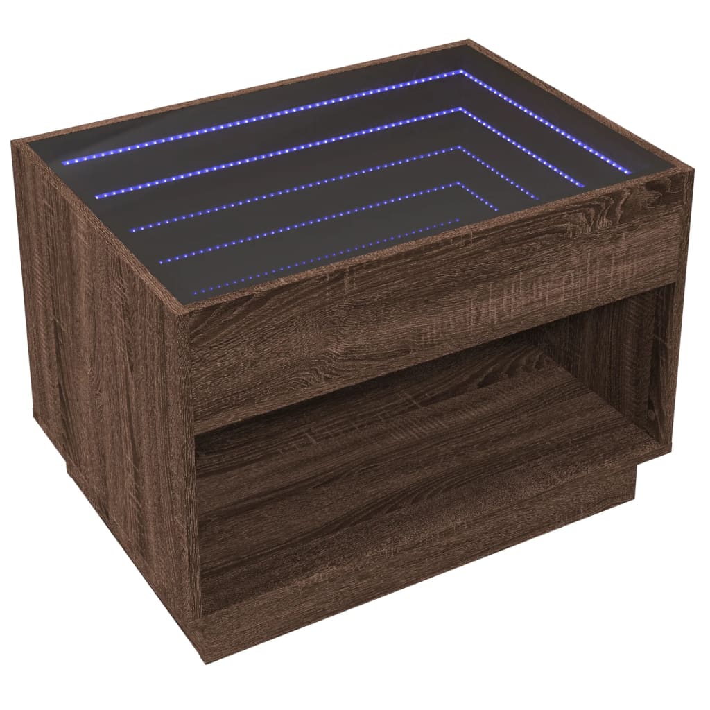 Table basse avec LED infini chêne marron 70x50x50 cm - XIOS