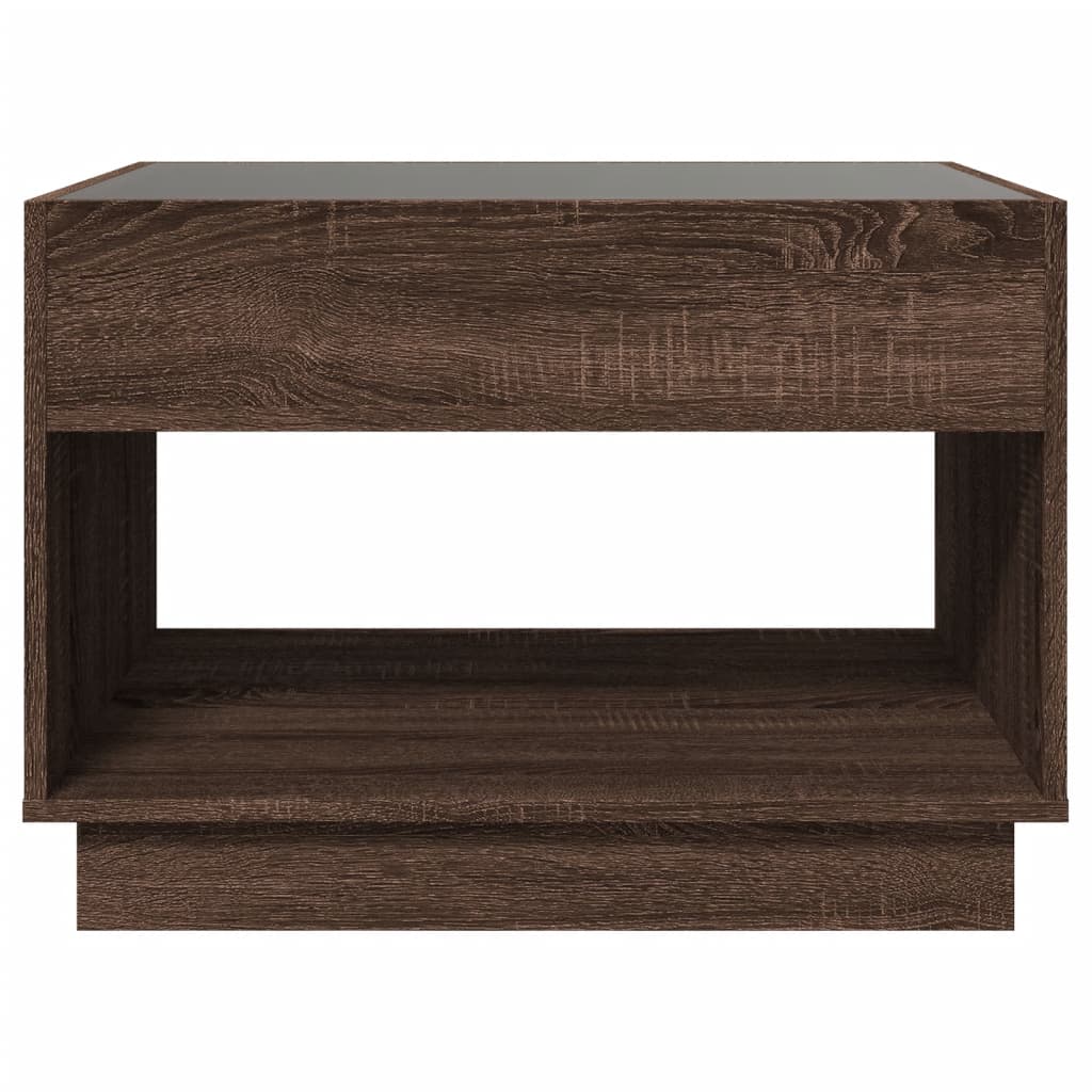 Table basse avec LED infini chêne marron 70x50x50 cm - XIOS