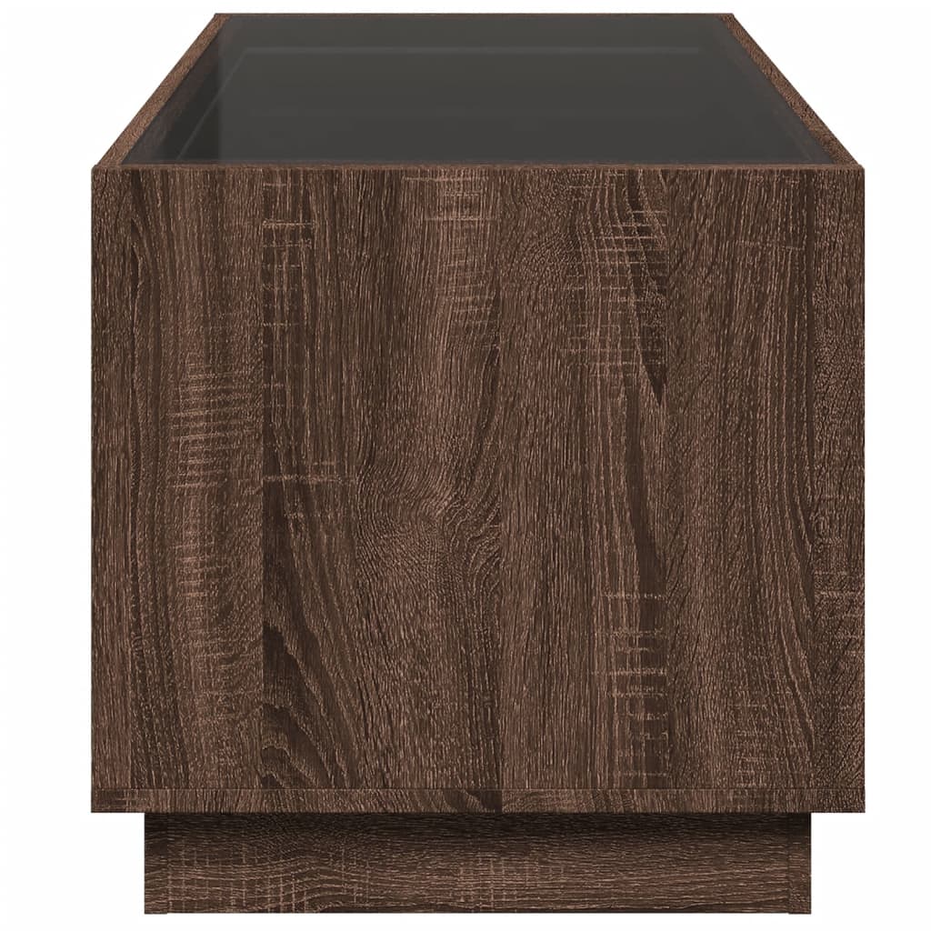 Table basse avec LED infini chêne marron 70x50x50 cm - XIOS