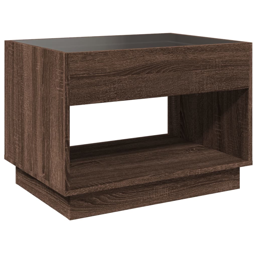 Table basse avec LED infini chêne marron 70x50x50 cm - XIOS