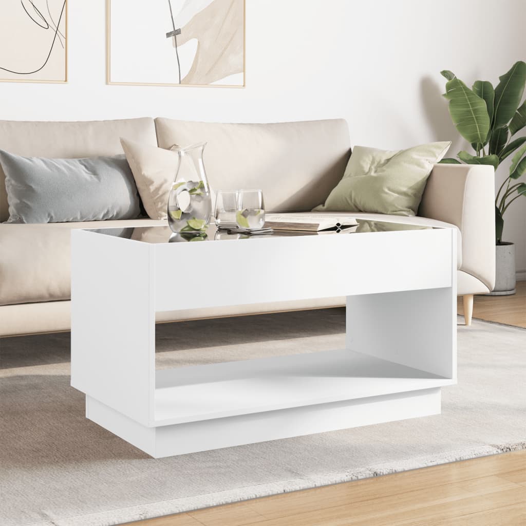 Table basse avec LED infini blanc 90x50x50 cm - XIOS