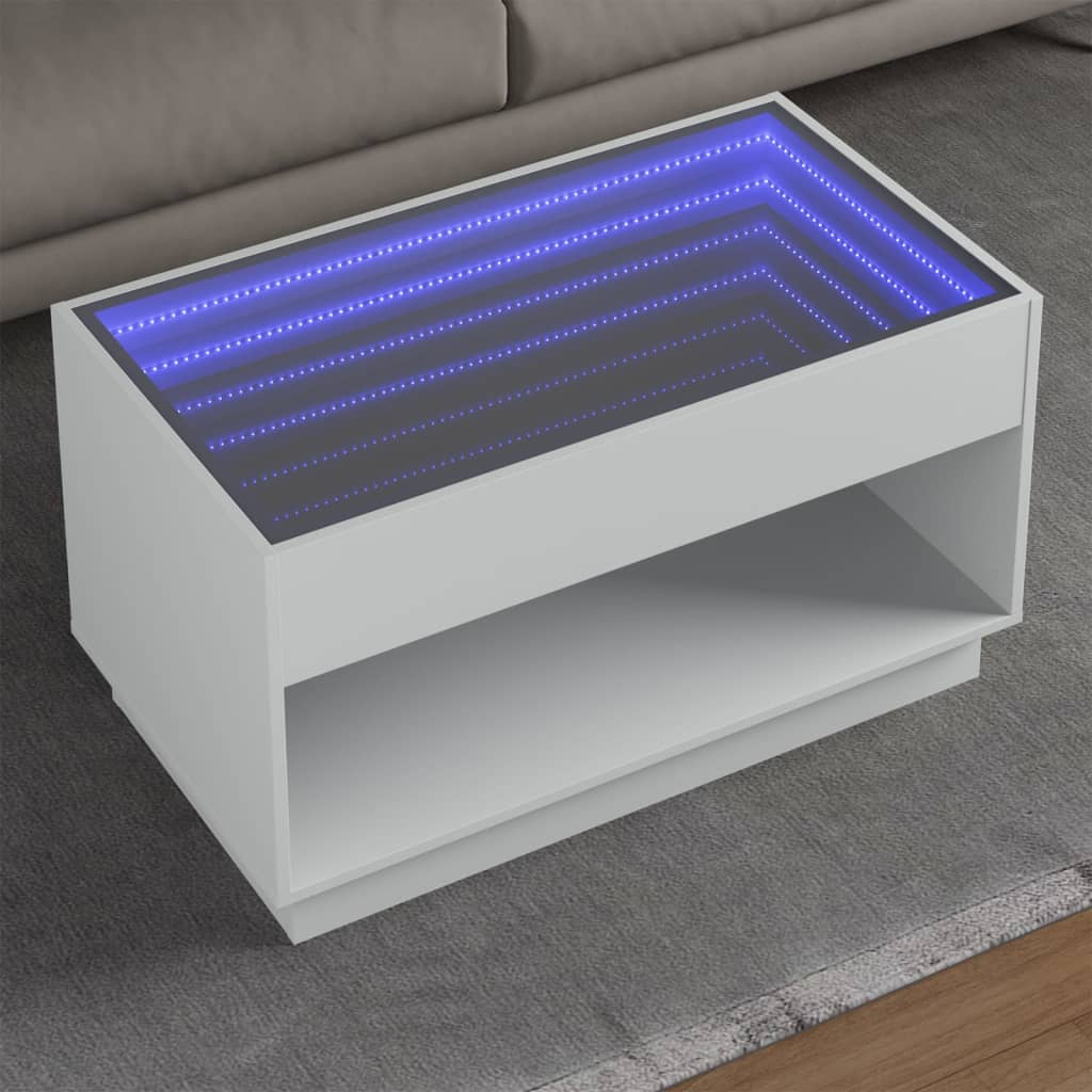Table basse avec LED infini blanc 90x50x50 cm - XIOS