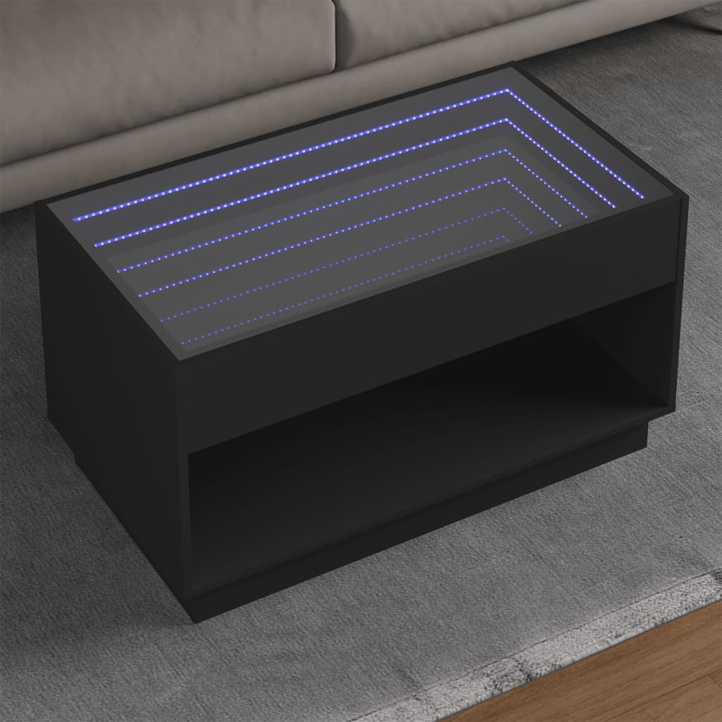Table basse avec LED infini noir 90x50x50 cm - XIOS
