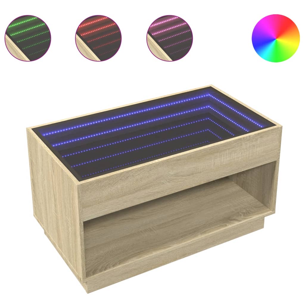 Table basse avec LED infini chêne sonoma 90x50x50 cm - XIOS