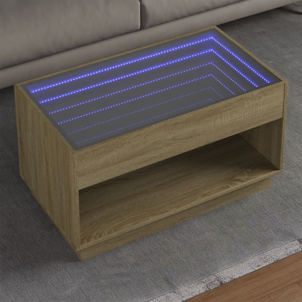 Table basse avec LED infini chêne sonoma 90x50x50 cm - XIOS