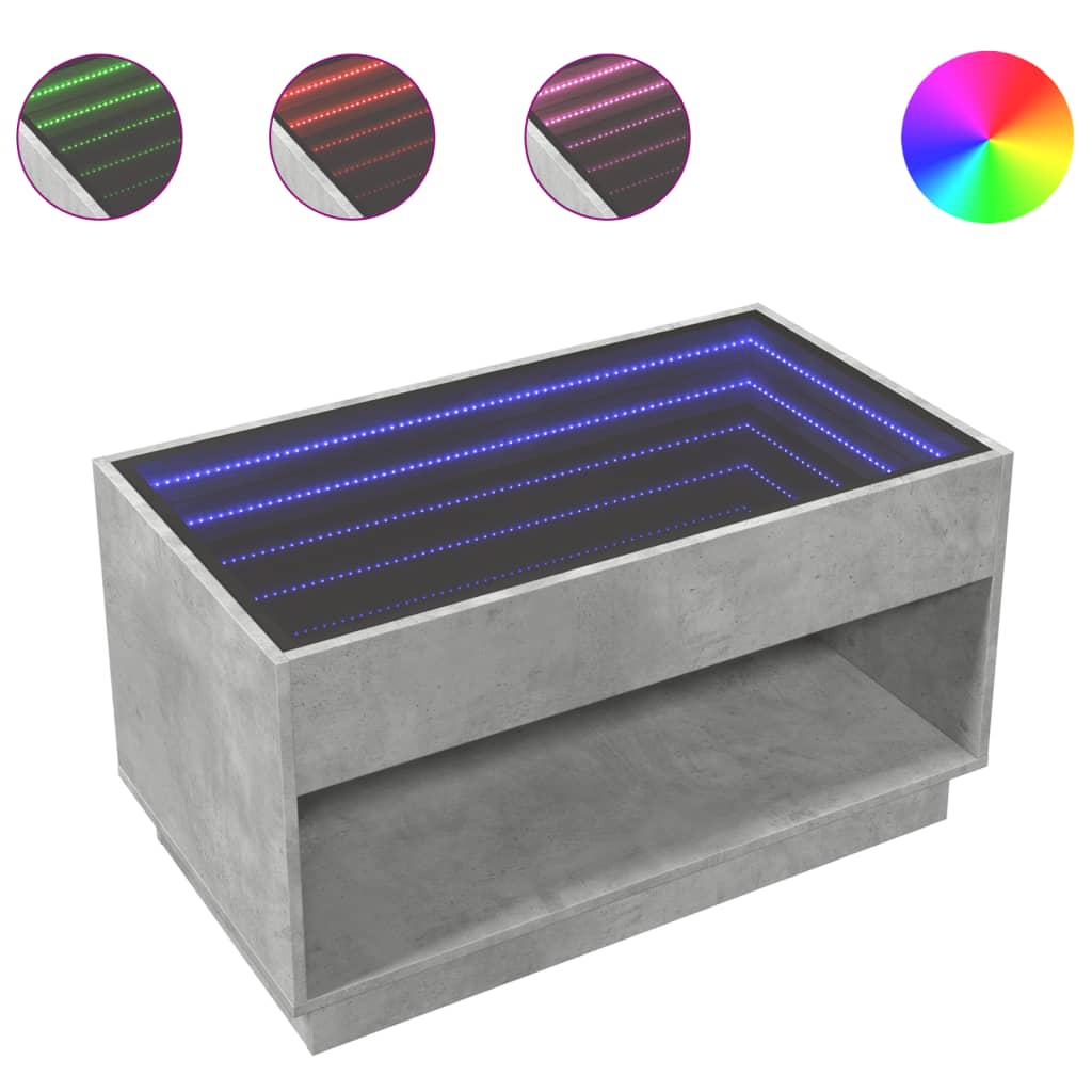 Table basse avec LED infini gris béton 90x50x50 cm - XIOS