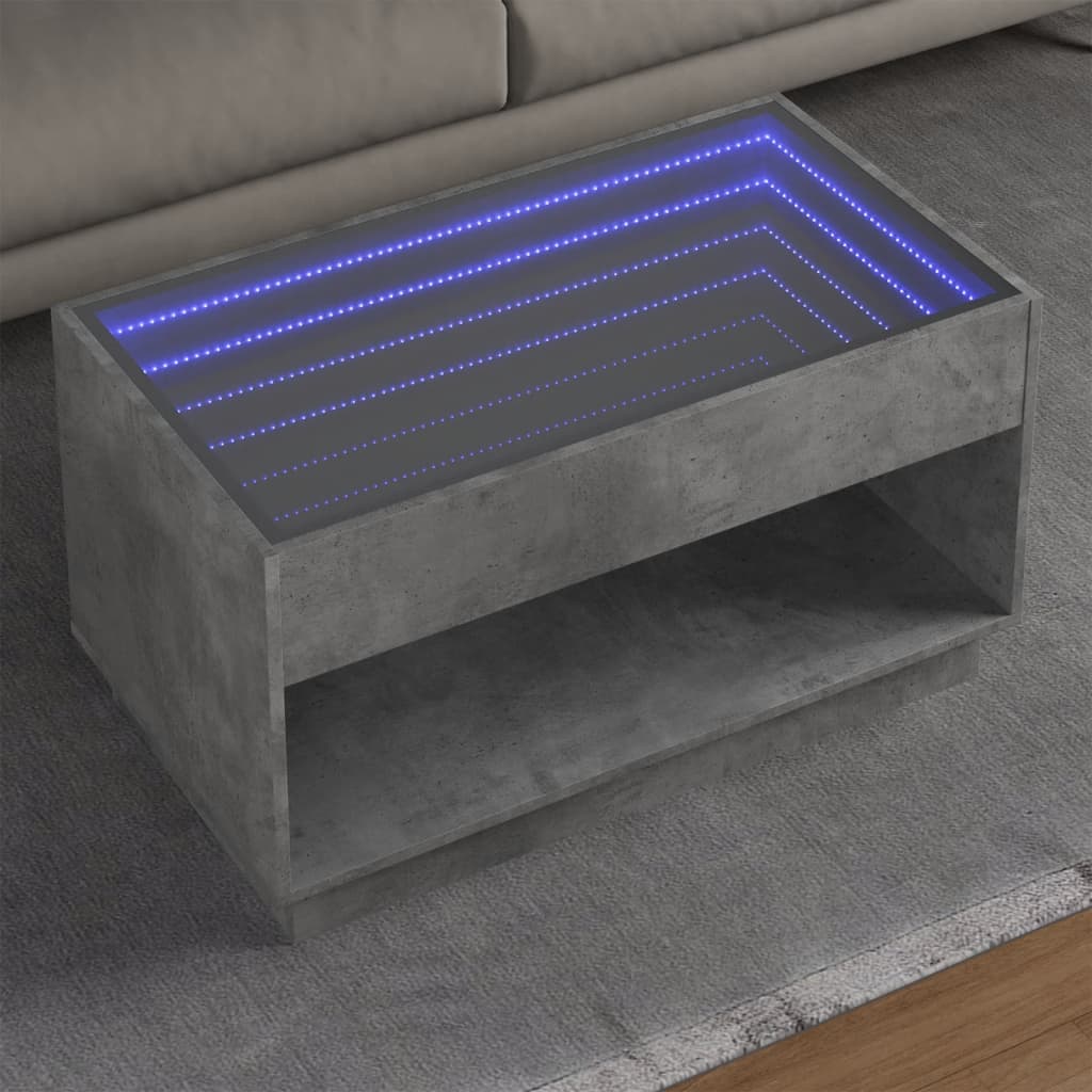 Table basse avec LED infini gris béton 90x50x50 cm - XIOS