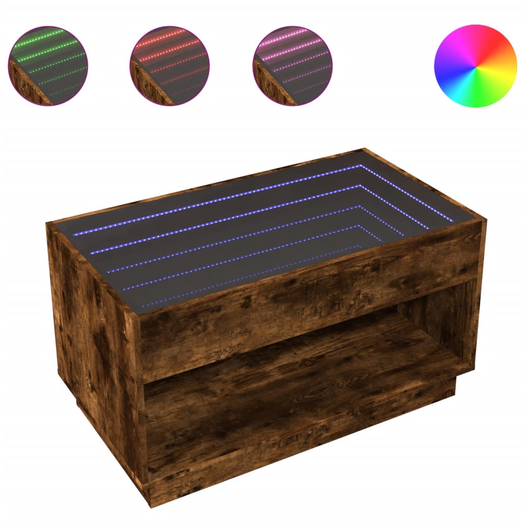 Table basse avec LED infini chêne fumé 90x50x50 cm - XIOS