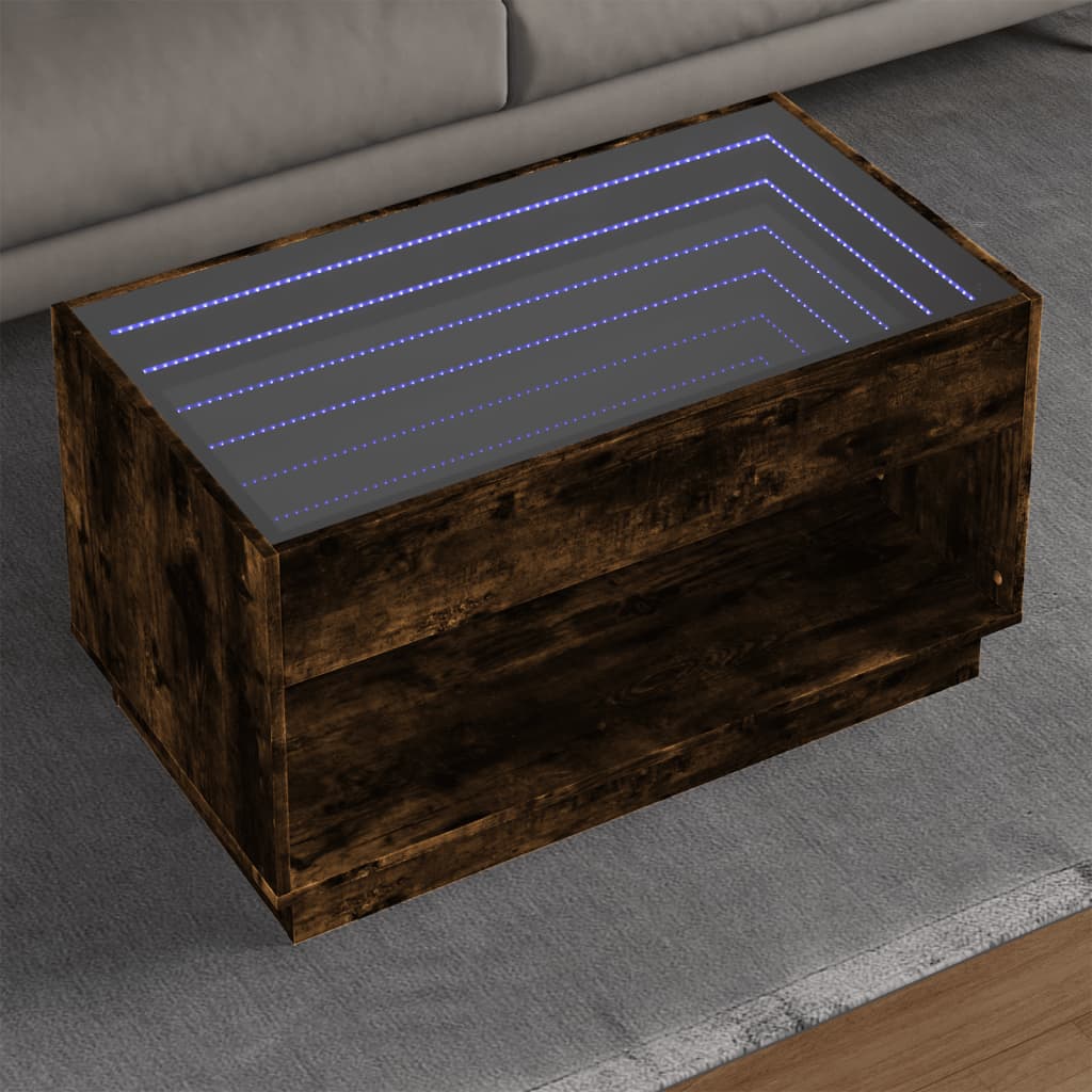 Table basse avec LED infini chêne fumé 90x50x50 cm - XIOS