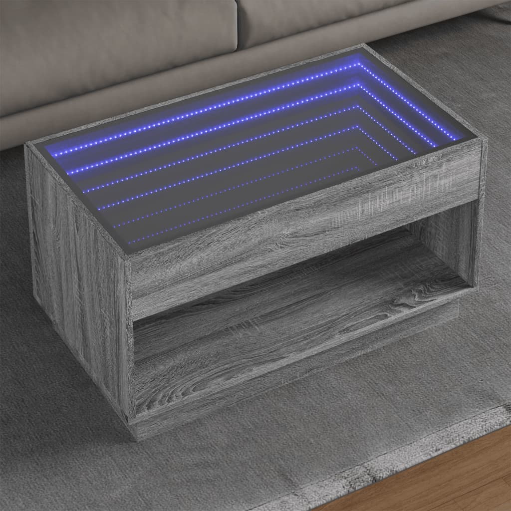 Table basse avec LED infini sonoma gris 90x50x50 cm - XIOS