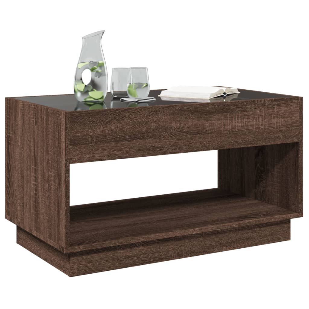 Table basse avec LED infini chêne marron 90x50x50 cm - XIOS