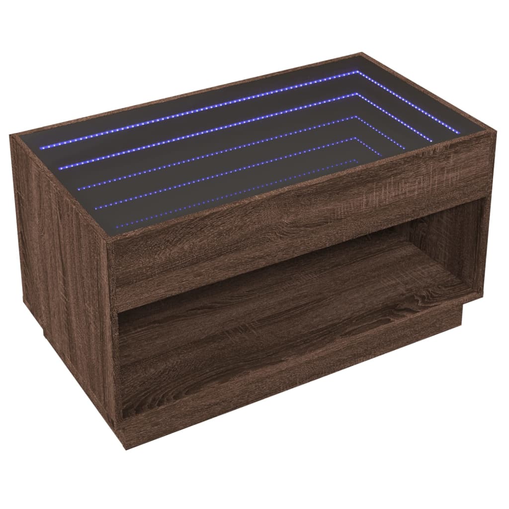 Table basse avec LED infini chêne marron 90x50x50 cm - XIOS