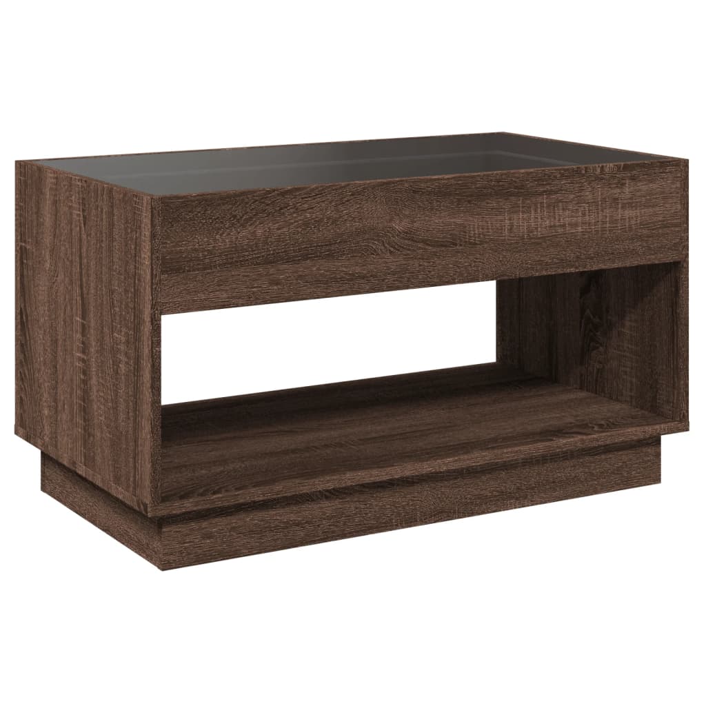 Table basse avec LED infini chêne marron 90x50x50 cm - XIOS