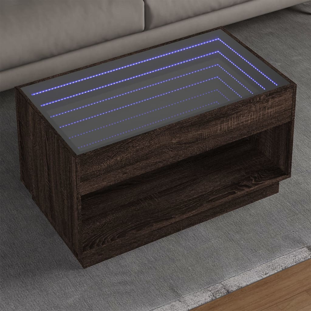 Table basse avec LED infini chêne marron 90x50x50 cm - XIOS