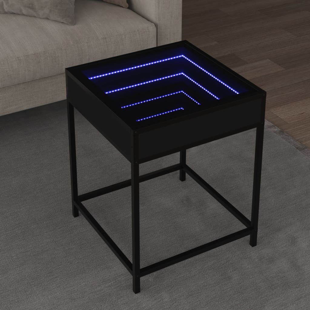 Table basse avec LED Infinity noir 40x40x51 cm - XIOS