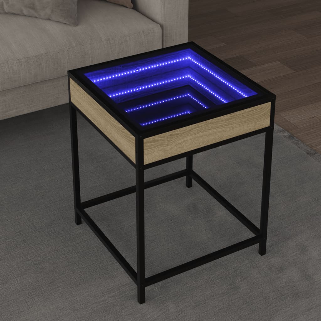 Table basse avec LED Infinity chêne sonoma 40x40x51 cm - XIOS