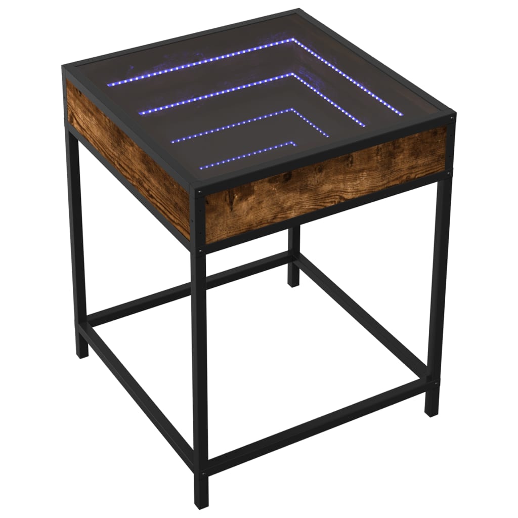 Table basse avec LED Infinity chêne fumé 40x40x51 cm - XIOS