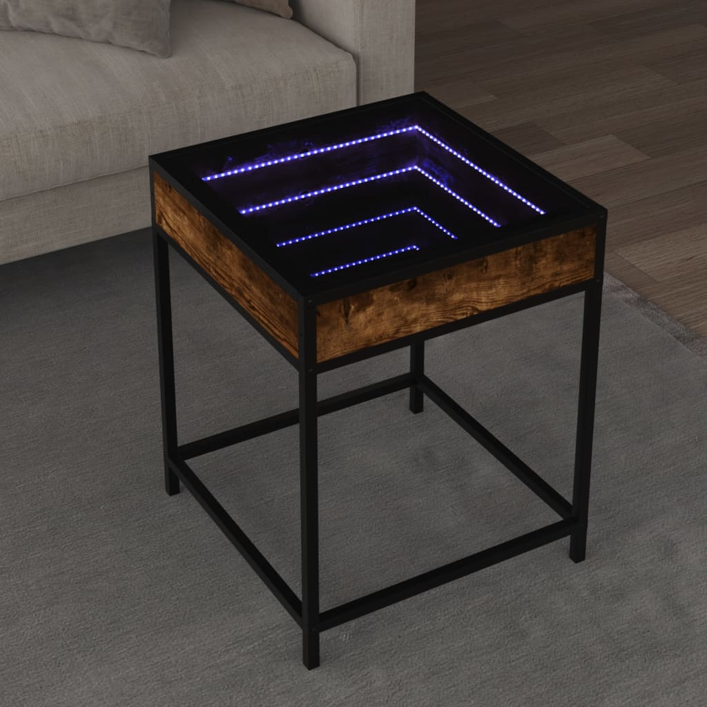 Table basse avec LED Infinity chêne fumé 40x40x51 cm - XIOS