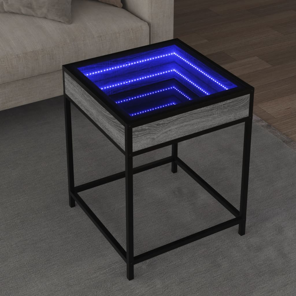 Table basse avec LED Infinity sonoma gris 40x40x51 cm - XIOS