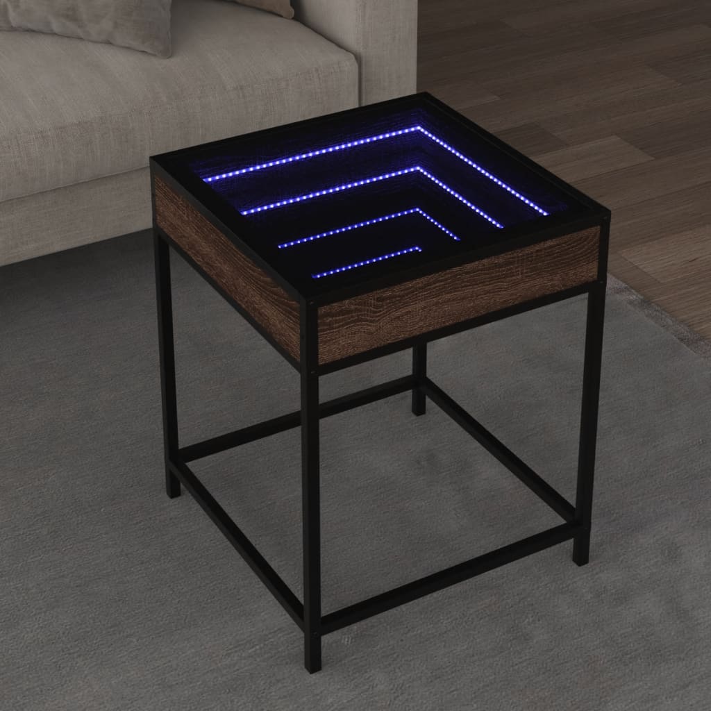 Table basse avec LED Infinity chêne marron 40x40x51 cm - XIOS