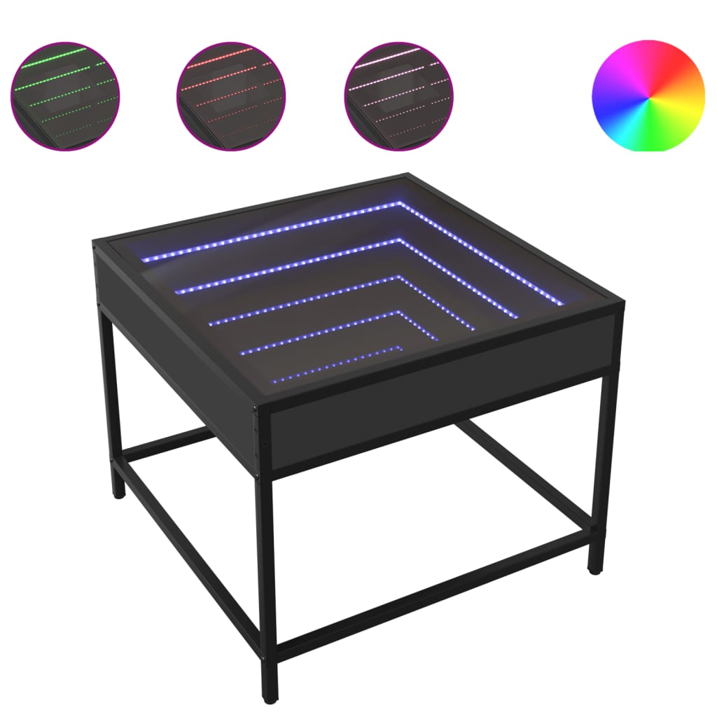 Table basse avec LED Infinity noir 50x50x41 cm - XIOS