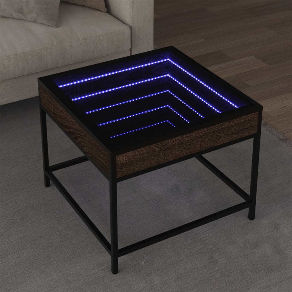 Table basse avec LED Infinity chêne marron 50x50x41 cm - XIOS