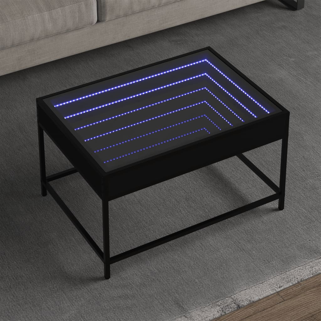 Table basse avec LED infini noir 70x50x41 cm - XIOS