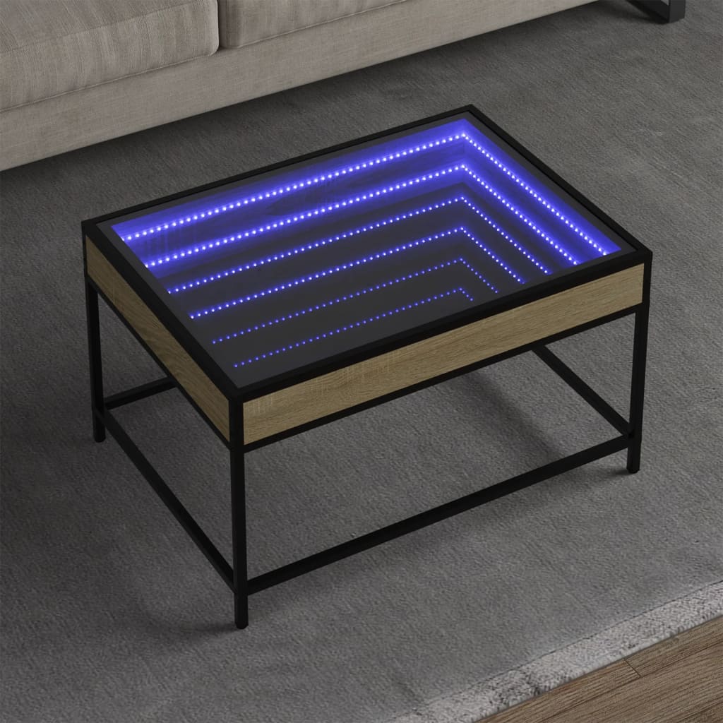 Table basse avec LED infini chêne sonoma 70x50x41 cm - XIOS