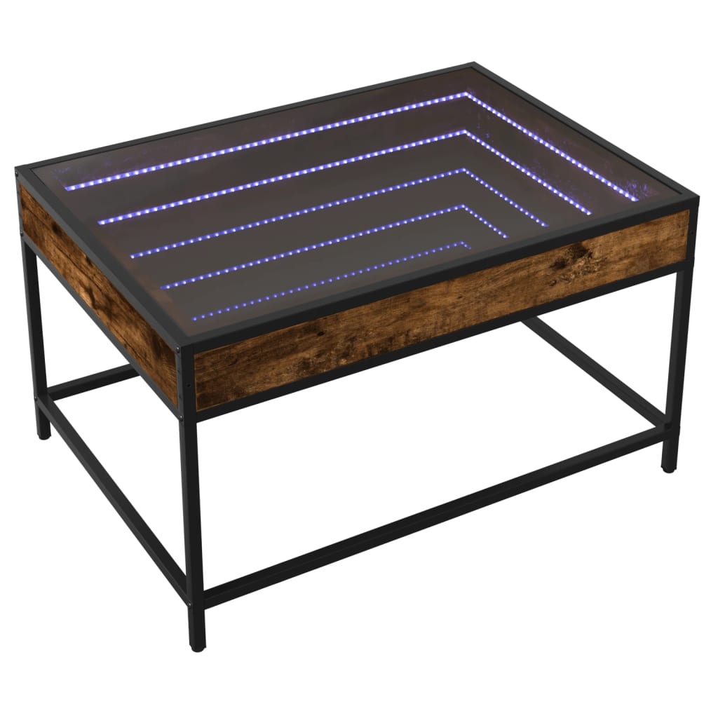 Table basse avec LED infini chêne fumé 70x50x41 cm - XIOS