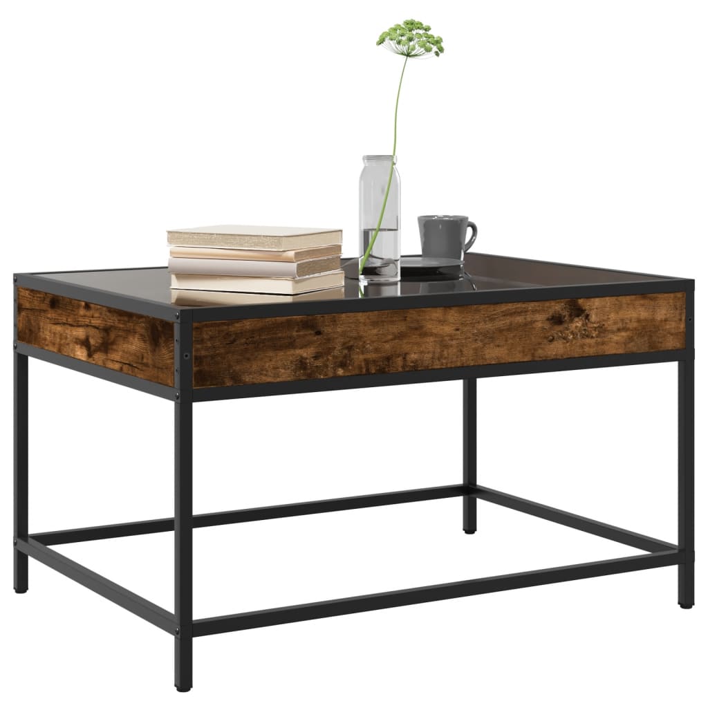 Table basse avec LED infini chêne fumé 70x50x41 cm - XIOS