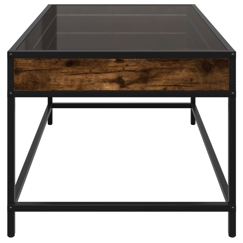 Table basse avec LED infini chêne fumé 70x50x41 cm - XIOS