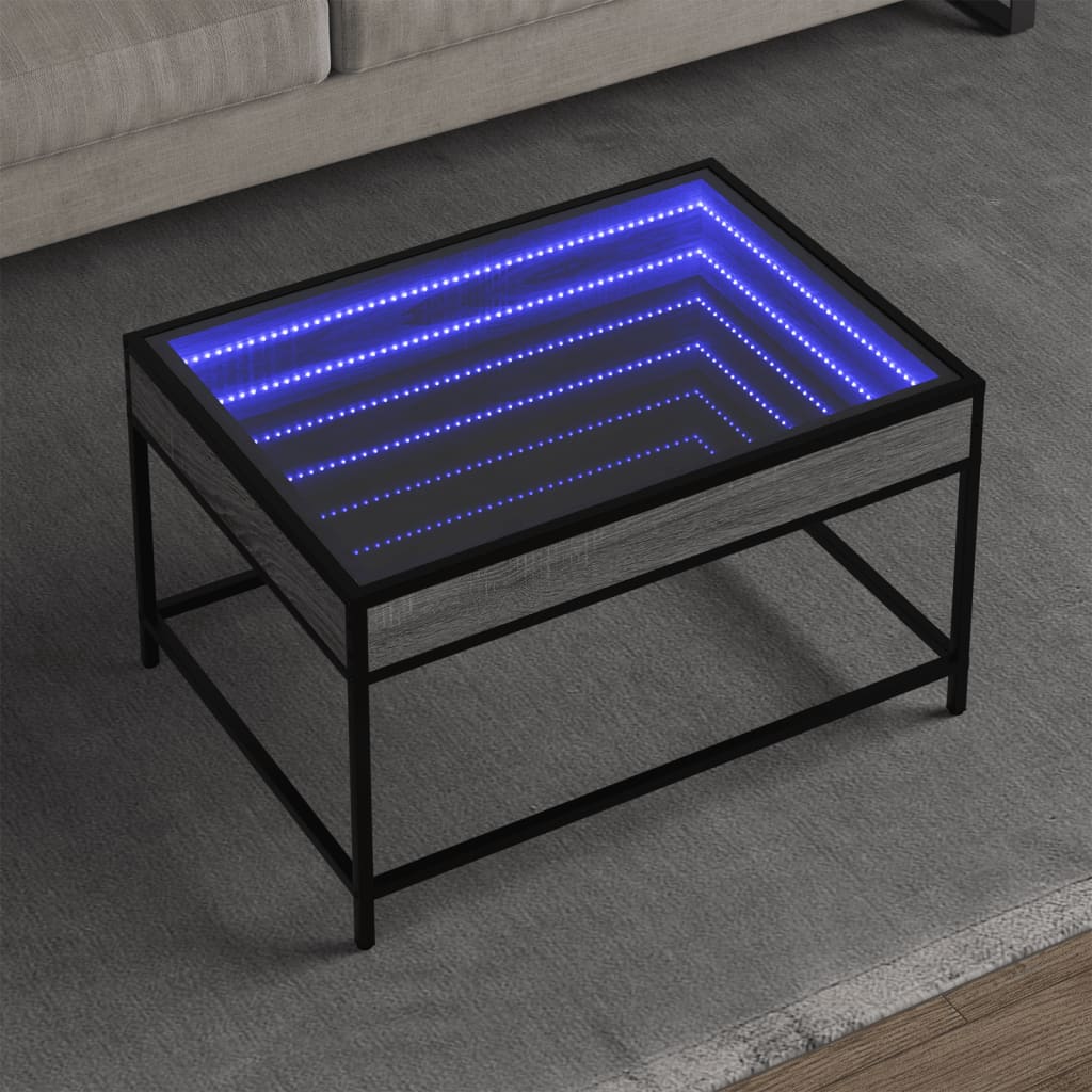 Table basse avec LED infini sonoma gris 70x50x41 cm - XIOS